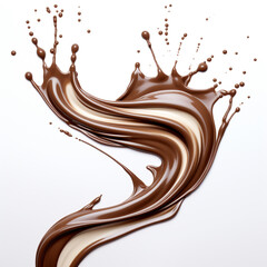 chocolate flowing on a white background сreated with Generative Ai