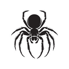 Creepy Crawlers: Vector Spider Silhouette Collection for Halloween Designs, Arachnid Illustrations, and Nature-themed Artwork. Black spider vector.