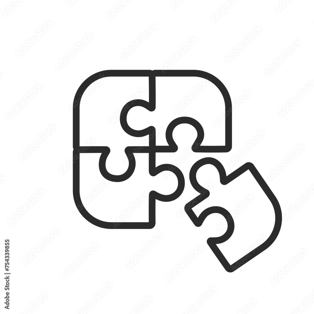 Poster puzzle simple linear symbol, vector icon for social media user interface.