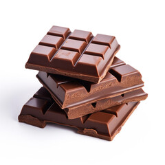 piece of chocolate on a white background сreated with Generative Ai
