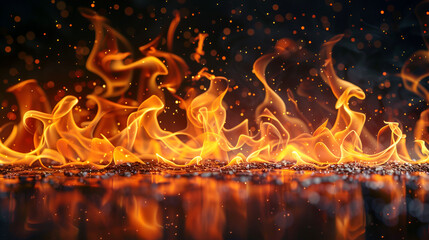 Black background of fire, ideal for creative projects with fiery elements, captivating the eye, Generative Ai