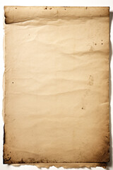 old sheet of paper on white background сreated with Generative Ai