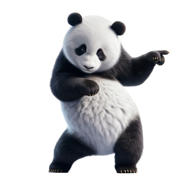 Dancing panda character design. Transparent background. Isolated character. Cartoon concept. Animal concept. Cool dance concept. Fitness concept. Fun concept. Clipart illustration.