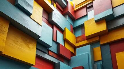 Tapeten De Stijl inspired abstract geometric background in vibrant colors © Robert Kneschke