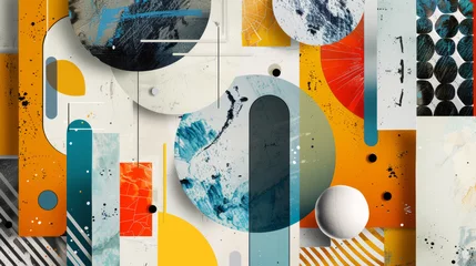 Crédence de cuisine en verre imprimé Oiseaux sur arbre Trendy generative AI illustration with retro elements in a vibrant paper collage style