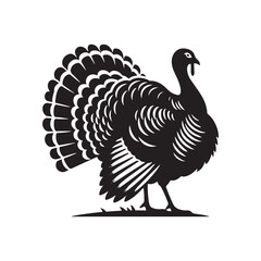 Gobble Guardians: Vector Turkey Silhouette Collection for Thanksgiving Designs, Wildlife Illustrations, and Autumn-themed Artwork. Black turkey vector.