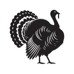 Fototapeta premium Gobble Guardians: Vector Turkey Silhouette Collection for Thanksgiving Designs, Wildlife Illustrations, and Autumn-themed Artwork. Black turkey vector.