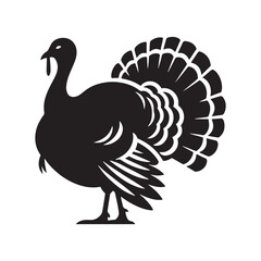 Gobble Guardians: Vector Turkey Silhouette Collection for Thanksgiving Designs, Wildlife Illustrations, and Autumn-themed Artwork. Black turkey vector.