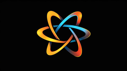 Obraz premium Colorful abstract AI atom logo design on a black background