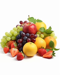 fresh fruit on a white background сreated with Generative Ai