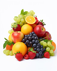 fresh fruit on a white background сreated with Generative Ai