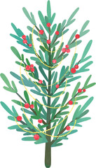 Christmas tree, illustration on white background