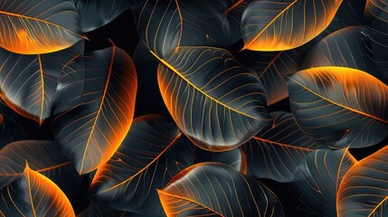 Glowing orange leaves on a dark background