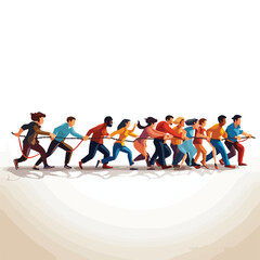 A tug of war competition with strong teams vector clipart
