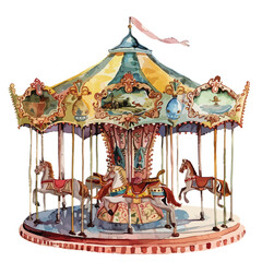 A vintage carousel. watercolor clipart isolated on white