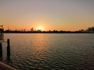 Fototapeta premium sunset over the river