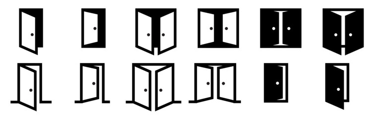 door open icon symbol black isolated vector