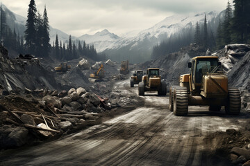 The new road is being built with some heavy equipment