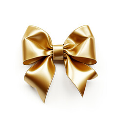 golden gift bow on white background сreated with Generative Ai