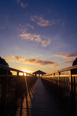 Sunset on a gazebo by the beach. Portrait. Bil-At Point, Ferrol, Romblon, Philippines