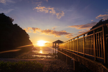 Sunset on a gazebo by the beach. Bil-At Point, Ferrol, Romblon, Philippines