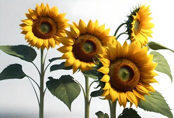 sunflowers on white background