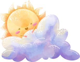 cloud, sun, illustration on white background