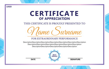 Award Certificate Design Template for Office and Business 25