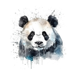 Cute watercolor panda. Illustration AI Generative.