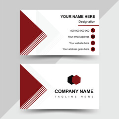 Simple and Clean Red business card inspiration double sided business card design template .