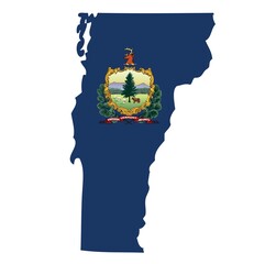 Outline of the borders of the U.S. state of Vermont with a flag