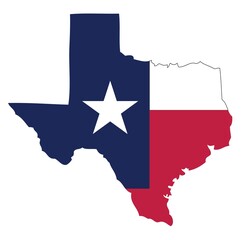 Outline of the borders of the U.S. state of Texas with a flag