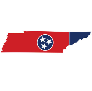 Outline of the borders of the U.S. state of Tennessee with a flag