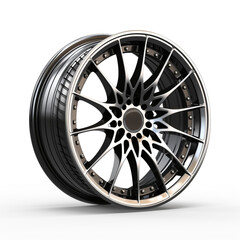 side view of a car wheel on a white background сreated with Generative Ai