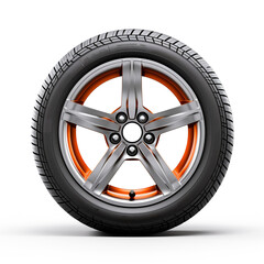 Obraz premium side view of a car wheel on a white background сreated with Generative Ai