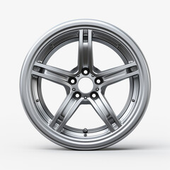 side view of a car wheel on a white background сreated with Generative Ai