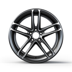 Fototapeta premium side view of a car wheel on a white background сreated with Generative Ai