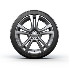 Obraz premium side view of a car wheel on a white background сreated with Generative Ai