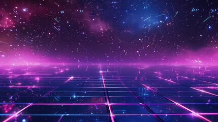 Retro Sci-Fi Background Futuristic landscape of the 80s. Digital Cyber Surface. Suitable for design in the style of the 1980`s