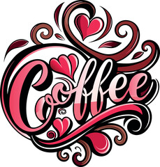 I love coffee red or black Vintage graphic elegant vector illustrations generated by Ai