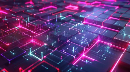 Obraz premium Retro synthwave neon grid background.