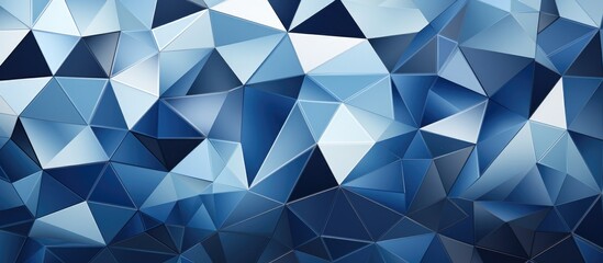 Fototapeta premium A navy blue abstract background filled with a multitude of different shapes in trendy mosaic patterns. The shapes vary in size and orientation, creating a dynamic and visually striking composition.