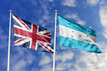 3D illustration, United Kingdom and Honduras alliance and meeting, cooperation of states.