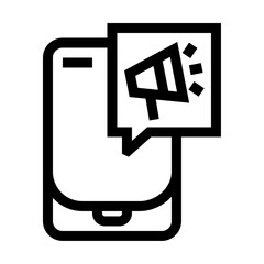 Icono de publicidad digital. Marketing móvil, campañas virtuales, promoción, publicidad. Ilustración vectorial © Frank