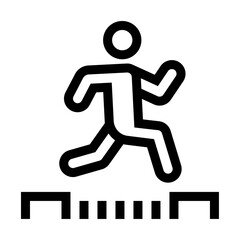 Icono de reto. Salto exitoso, superación, motivación, persona saltando. Ilustración vectorial