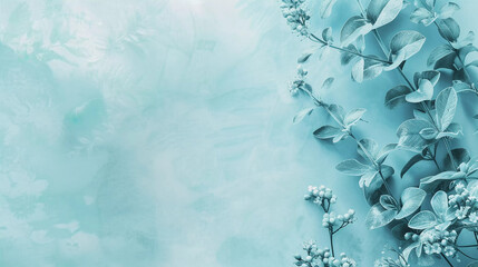 icy flowers in winter. Frost-covered wildflowers in winter textured field. Natural blue and white background with copy space