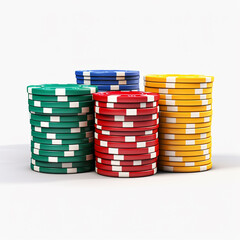 3D model of casino chips on a white background, side view, no tex сreated with Generative Ai