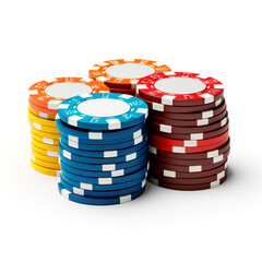 3D model of casino chips on a white background, side view, no tex сreated with Generative Ai