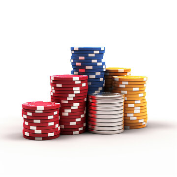 3D model of casino chips on a white background, side view, no tex сreated with Generative Ai