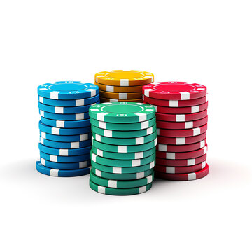 3D model of casino chips on a white background, side view, no tex сreated with Generative Ai